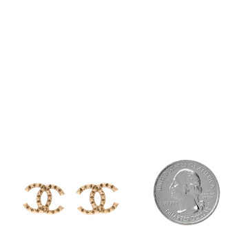 CHANEL Studded CC Earrings Gold
