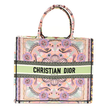 CHRISTIAN DIOR Canvas Embroidered Large In Lights Book Tote Multicolor
