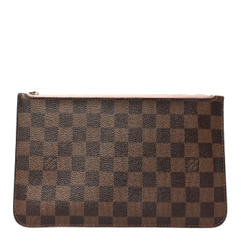 LOUIS VUITTON Damier Ebene Neverfull MM GM Pochette Rose Ballerine