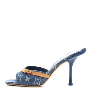 LOUIS VUITTON Denim Monogram Neo Revival Mules 38