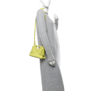 BOTTEGA VENETA Calfskin Small The Point Triangle Bag Seagrass