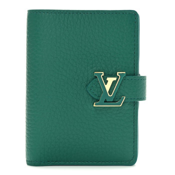 LOUIS VUITTON Taurillon Capucines Vertical Compact Wallet Green