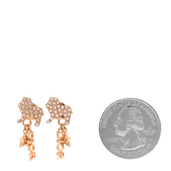 CHRISTIAN DIOR Crystal Diorable Lion Logo Earrings Gold