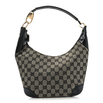 GUCCI Monogram Patent Small Hobo  Black