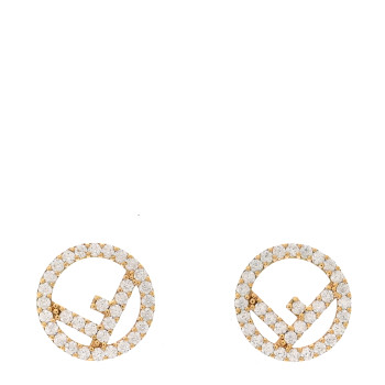 FENDI FF Crystal Round Earrings Gold
