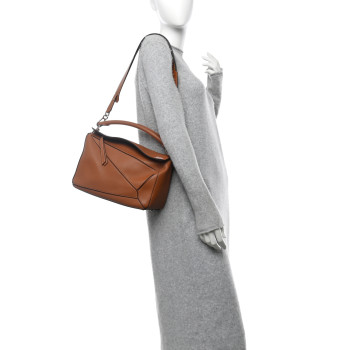 LOEWE Calfskin Medium Puzzle Bag Tan