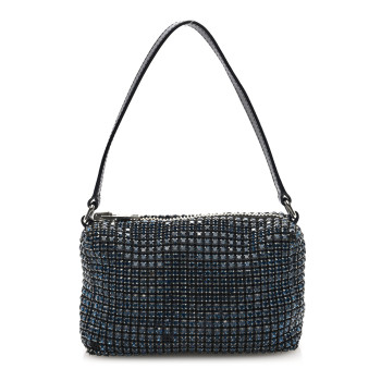 ALEXANDER WANG Mesh Crystal Rhinestone Mini Heiress Pouch Navy