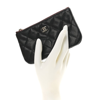 CHANEL Caviar Quilted Small Cosmetic Case Black