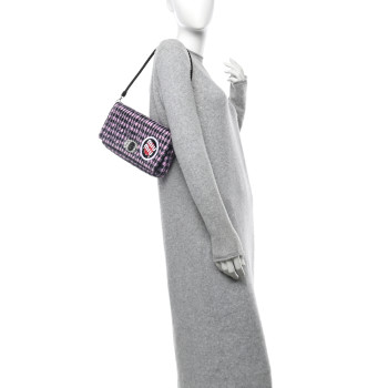 MIU MIU Cotton Matelasse Crystal Flap Shoulder Bag Multicolor