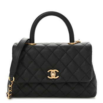 CHANEL Caviar Quilted Mini Coco Handle Flap Black