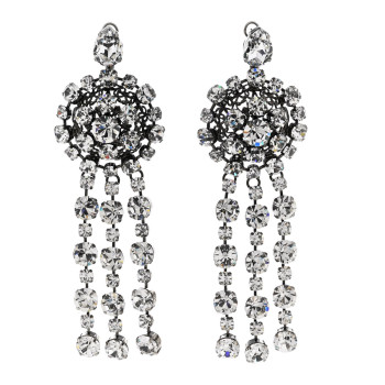 GUCCI Metal Crystal Drop Earrings