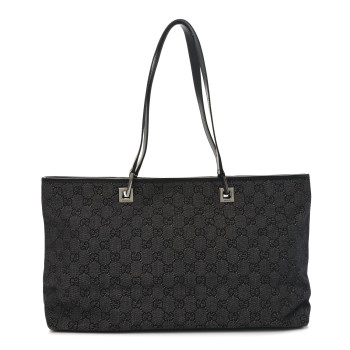GUCCI Denim Monogram Tote Black