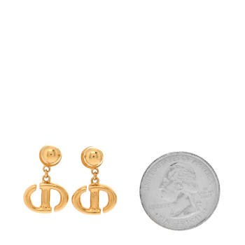 CHRISTIAN DIOR Metal Petit CD Drop Earrings Gold