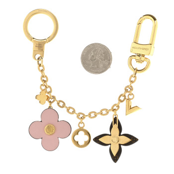LOUIS VUITTON Brass Monogram Blooming Flowers Bag Charm Key Holder Rose Ballerine