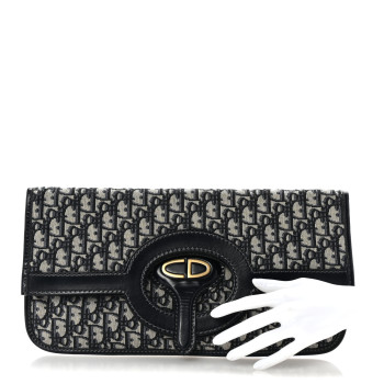 CHRISTIAN DIOR Oblique Fold Over Clutch Blue
