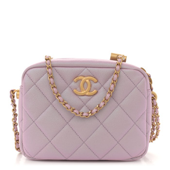CHANEL Iridescent Caviar Quilted Mini My Perfect Camera Case Pink