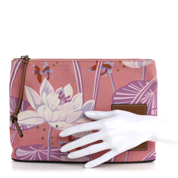 LOEWE Canvas Waterlily Print Paula's Ibiza Small Pouch Pink