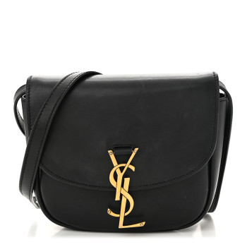 SAINT LAURENT Smooth Calfskin Classic Monogram Small Kaia Satchel Black