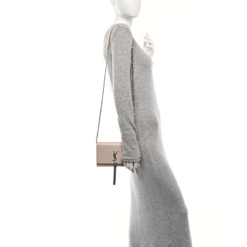 SAINT LAURENT Grain De Poudre Classic Monogram Kate Tassel Chain Wallet Nude Powder