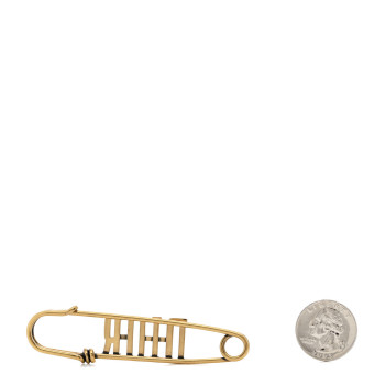 CHRISTIAN DIOR Logo Brooch Gold