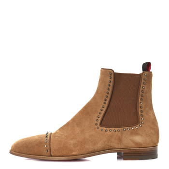 CHRISTIAN LOUBOUTIN Crosta Spike Mens Cloo Chelsea Boots 42 Cinnamon