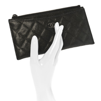 CHANEL Caviar Quilted Classic Zip Pouch Black
