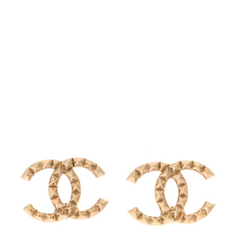 CHANEL Studded CC Earrings Gold