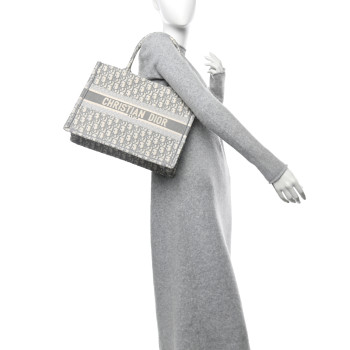 CHRISTIAN DIOR Oblique Medium Book Tote Grey