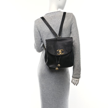 CHANEL Caviar CC Backpack Black