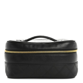 CHANEL Lambskin Vanity Cosmetic Case Black