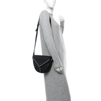 SAINT LAURENT Calfskin Y Studs Crossbody Bag Black