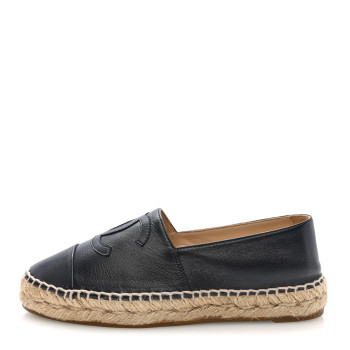 CHANEL Lambskin CC Espadrilles 36 Black
