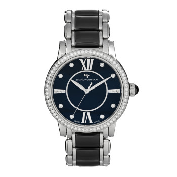 DAVID YURMAN Stainless Steel Ceramic Diamond Bezel 38mm Classic Quartz Watch Black
