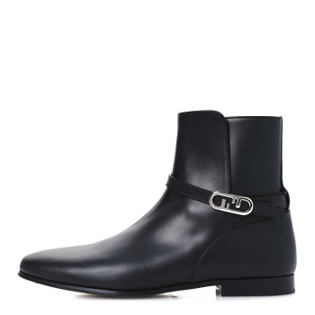 FENDI Vitello O'Lock Mens Ankle Boots 10 Black