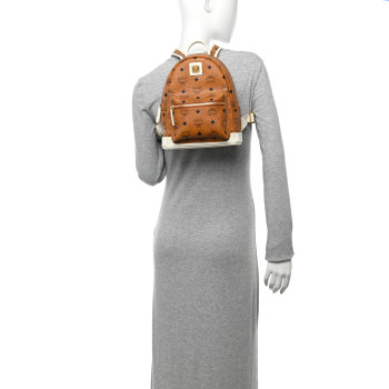 MCM Visetos Mini Stark Backpack Cognac White