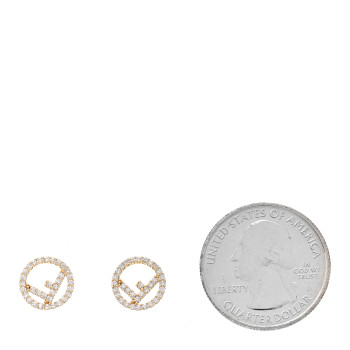 FENDI FF Crystal Round Earrings Gold