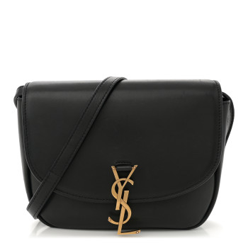 SAINT LAURENT Smooth Calfskin Monogram Medium Kaia Satchel Black