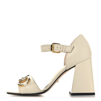 GUCCI Nappa Horsebit Cross Strap 95mm Sandals 35 Mystic White