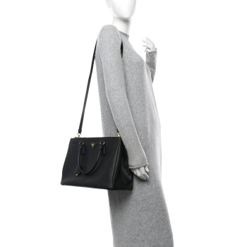 PRADA Saffiano Lux Large Galleria Double Zip Tote Black
