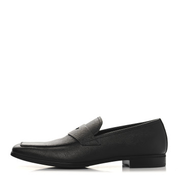 PRADA Saffiano Mens Penny Loafers 9 Black