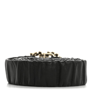 CHANEL Calfskin Strass Ruched Rope CC Belt 95 38 Black