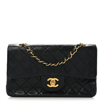 CHANEL Lambskin Quilted Small Double Flap Black
