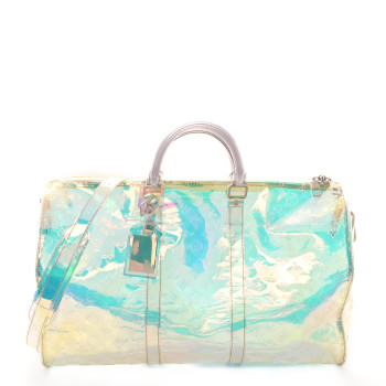LOUIS VUITTON PVC Monogram Keepall Bandouliere 50 Iridescent Prism