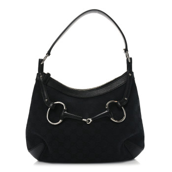 GUCCI Monogram Horsebit Hobo Black