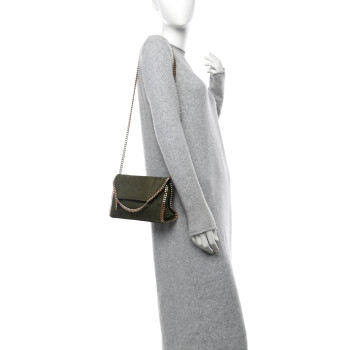 STELLA MCCARTNEY Shaggy Deer Mini Falabella Shoulder Bag Stone Green