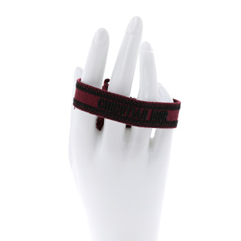 CHRISTIAN DIOR Woven Cotton Friendship Bracelet Burgundy