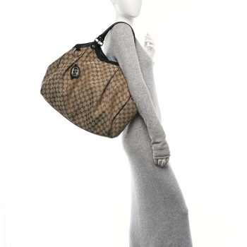 GUCCI Monogram Large Sukey Tote Beige Ebony Black
