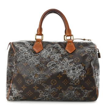LOUIS VUITTON Monogram Dentelle Speedy 30 Silver