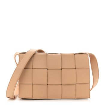 BOTTEGA VENETA Lambskin Maxi Intrecciato Cassette Crossbody Bag Almond