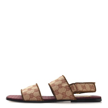 GUCCI Canvas GG Monogram Mens Slingback Flat Sandals 8 Beige Ruggine Cuir